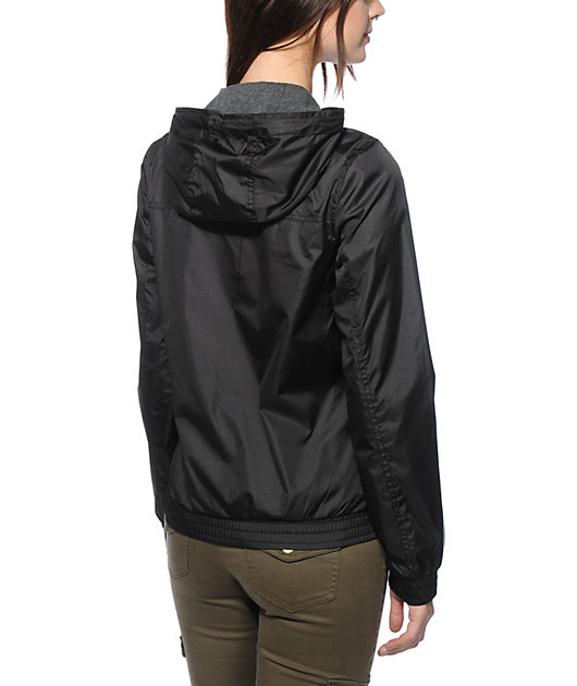 black lined windbreaker