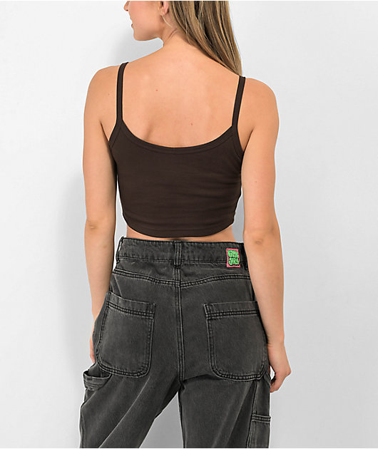 Zine Baby Rib Brown Crop Tank Top