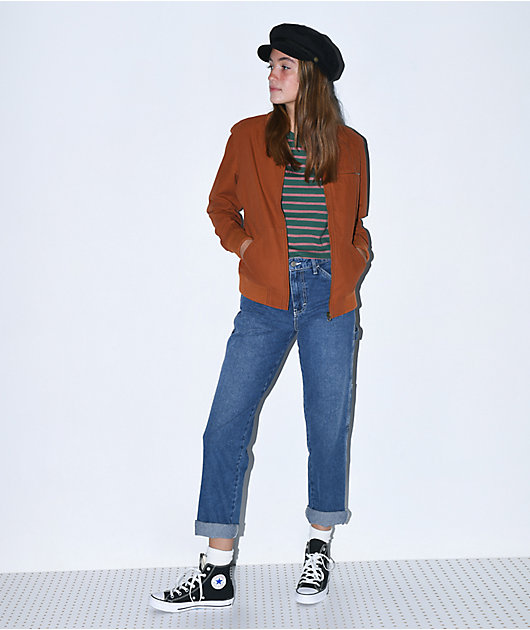 Zine Barnaby Green, White, & Red Stripe Crop T-Shirt