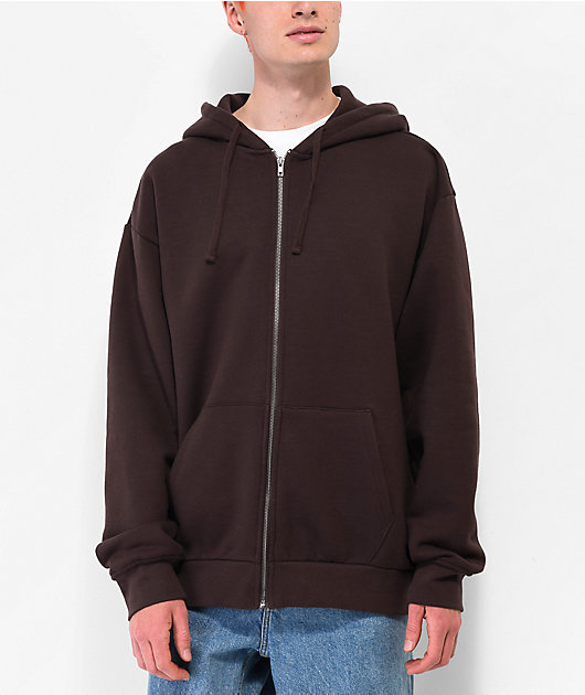 Zine Basics Brown Zip Hoodie