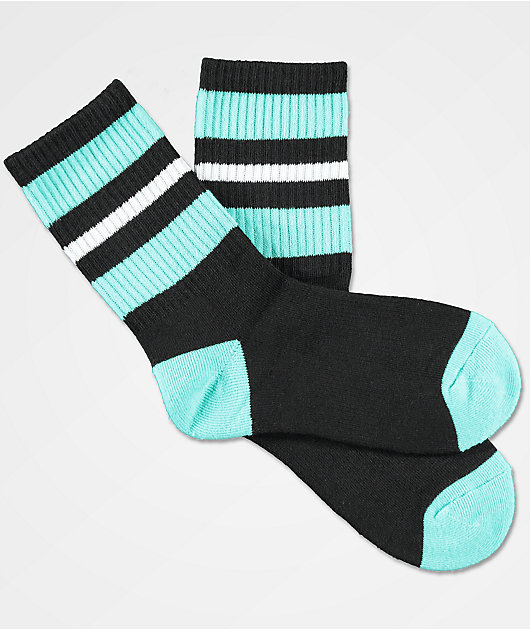 Zine Boys Mania Black & Mint Crew Socks