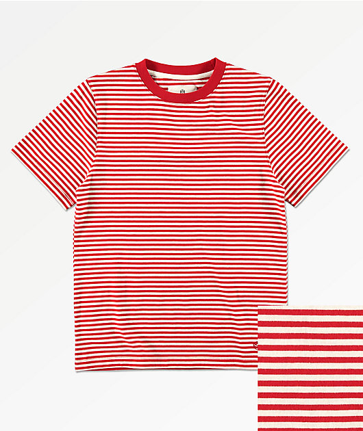 boy red and white striped shirt