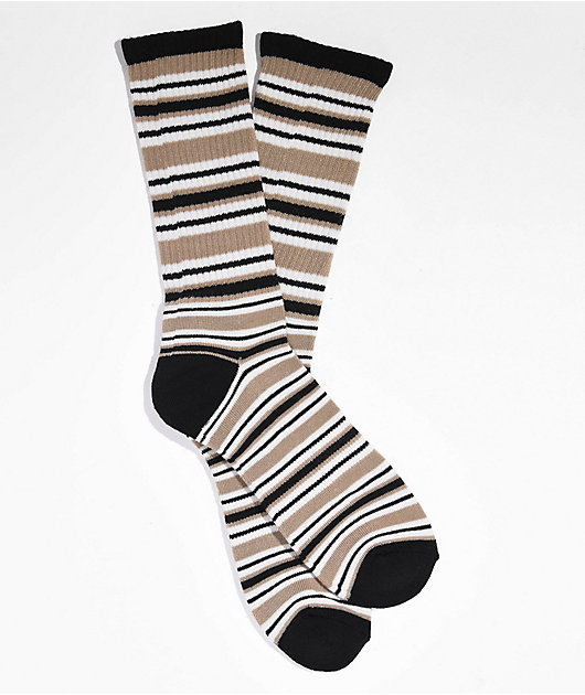 Zine Brad Black and Tan Stripe Crew Socks | Zumiez