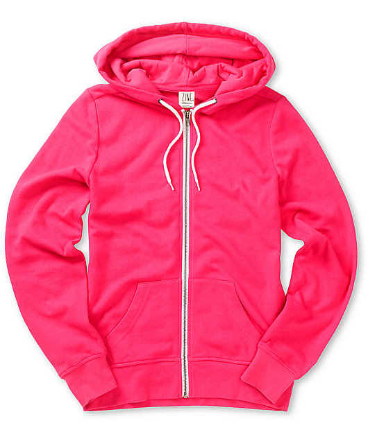 hot pink zipper hoodie