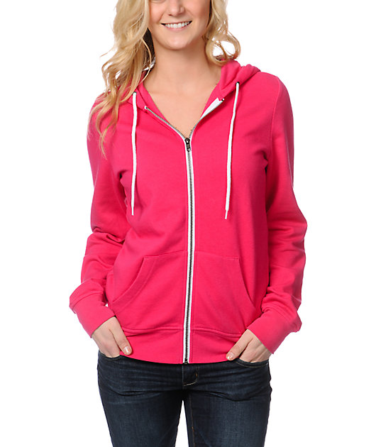 pink zip hoodie