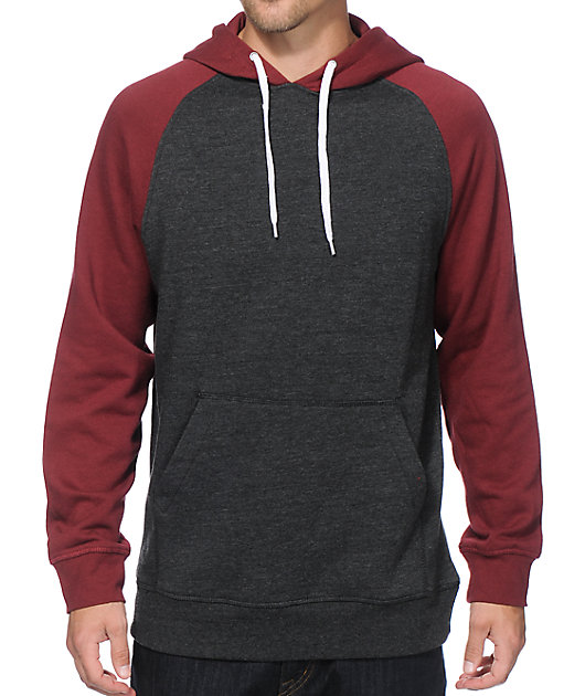 maroon and grey hoodie