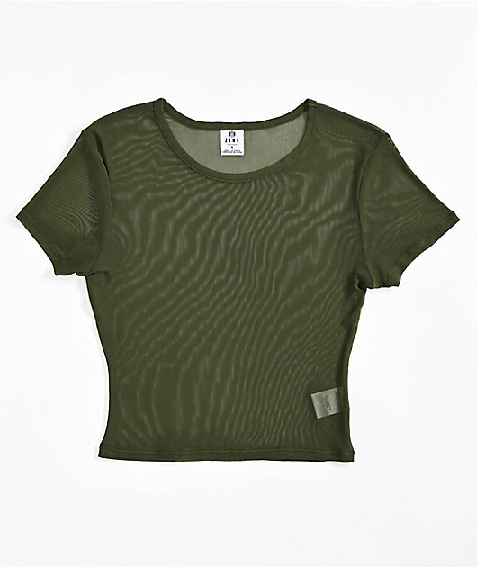Zine Cashie Green Mesh Crop T-Shirt | Zumiez