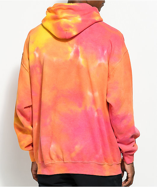 pink and orange tie dye hoodie