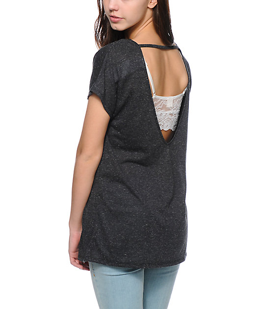 Zine Charcoal Scoop Back Dolman T-Shirt