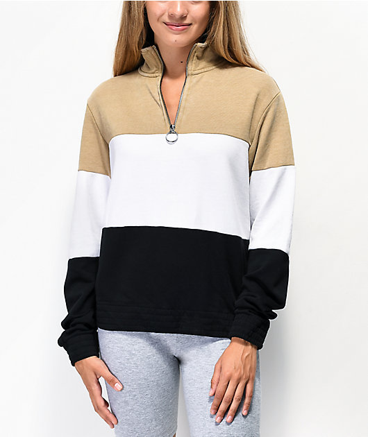 brown quarter zip sweatshirt