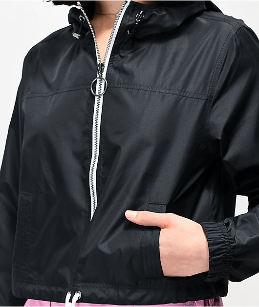 Zine Dayami Black Crop Windbreaker Jacket