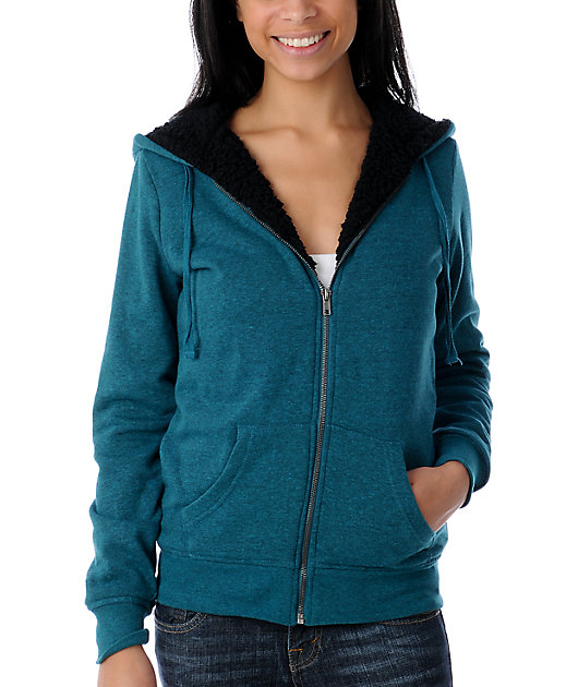 heathered sherpa hoodie