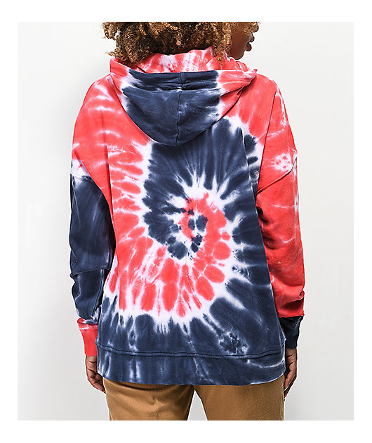 red white and blue tie dye hoodie