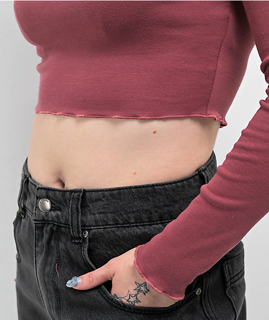 Zine Georgie Roan Rouge Long Sleeve Crop T-Shirt