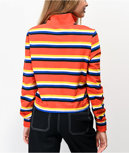 Zine Indiana sudadera naranja de rayas con media cremallera