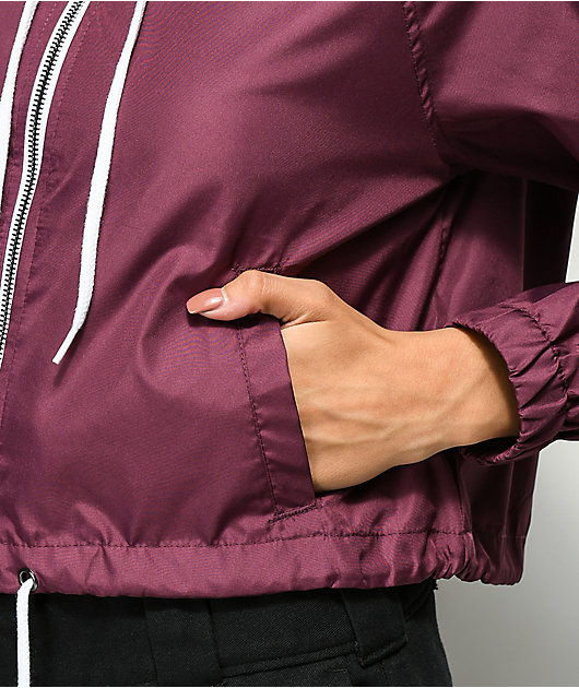 Zine Jaynie Burgundy Crop Windbreaker