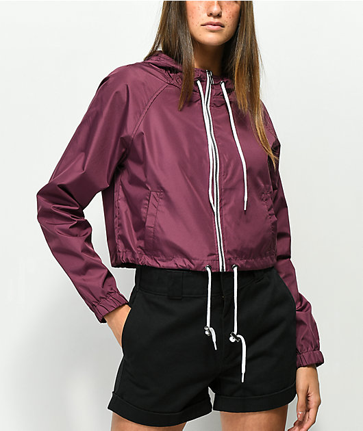 Zine Jaynie Burgundy Crop Windbreaker