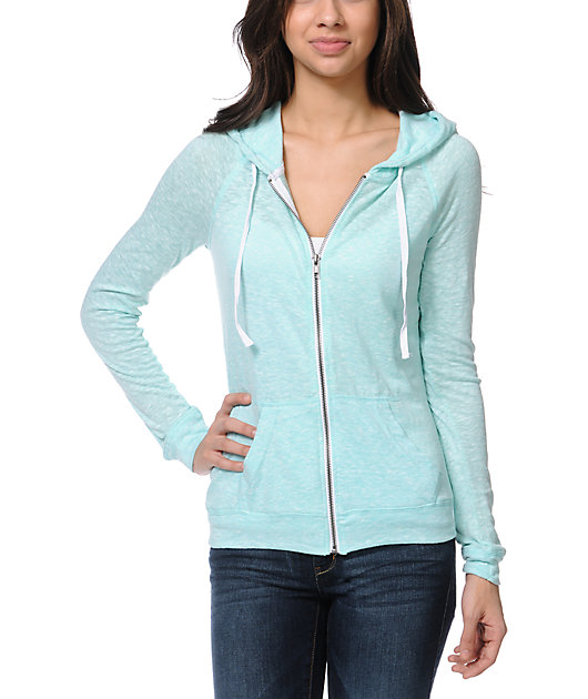 light blue zip up hoodie