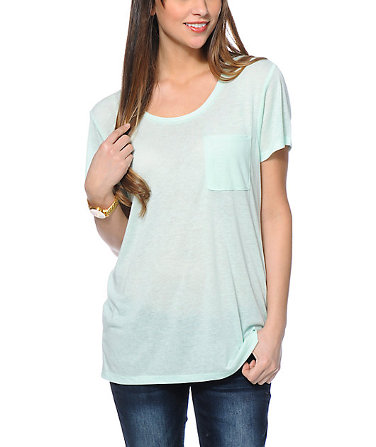 Zine Mint Boyfriend Fit Pocket T-Shirt