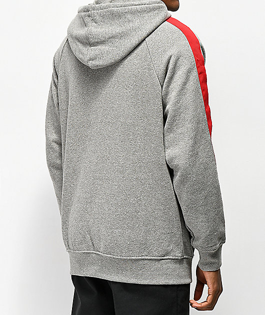 grey red hoodie