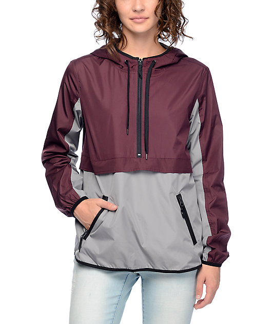 Zine Myla Charcoal & Blackberry Pullover Windbreaker Jacket