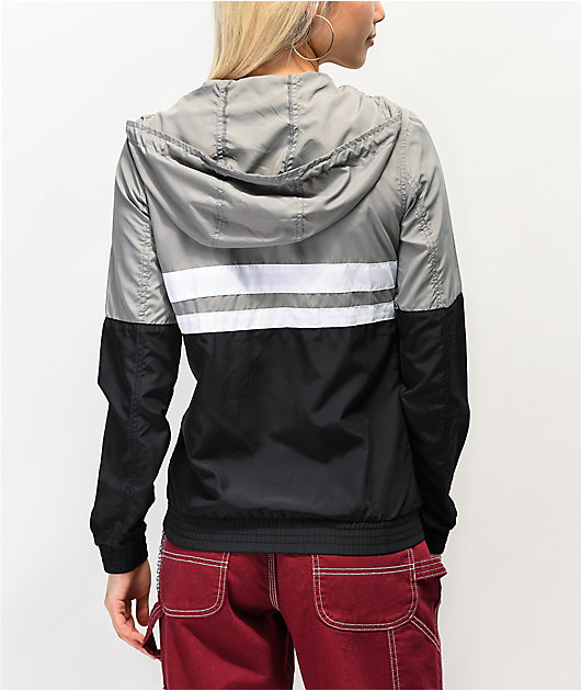 Zine Olivia Black, White & Grey Windbreaker Jacket