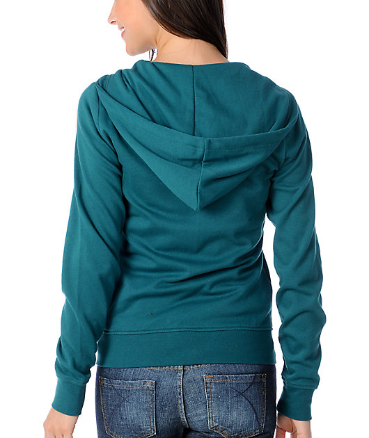 teal zip hoodie