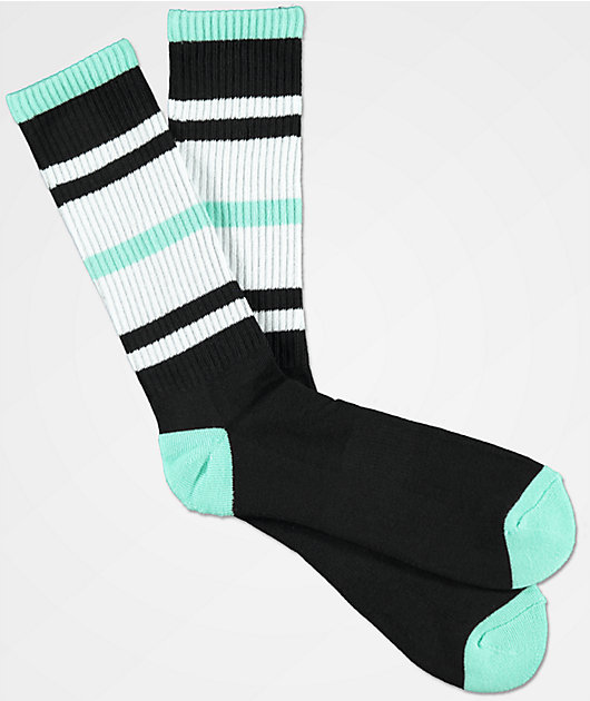 Zine Phantom Black & Mint Crew Socks | Zumiez