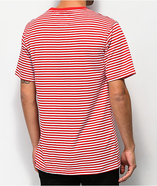 mens red and white striped t shirt