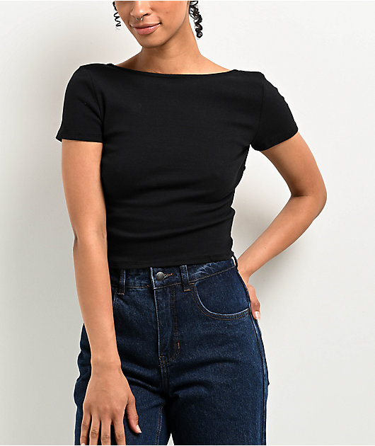新作KEINA RITA / Open Back Top Zine Rita Black Open Back Crop T-Shirt | Zumiez