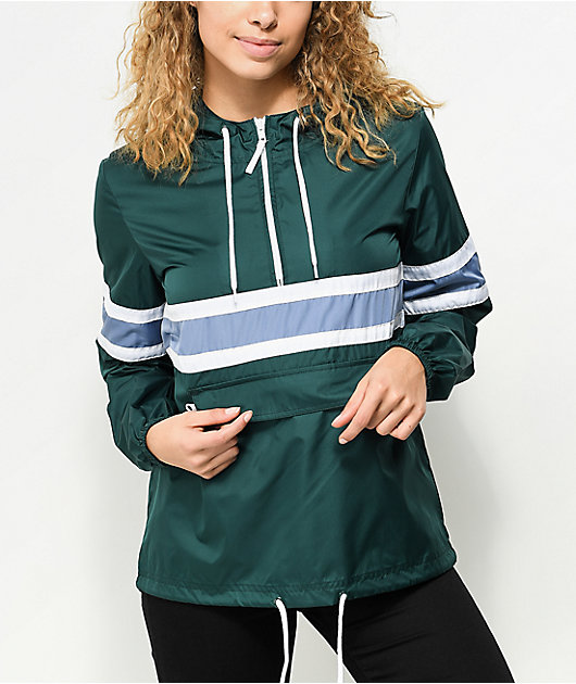 green pullover windbreaker