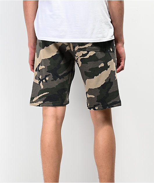 mens camo sweat shorts