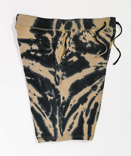 Zine Silas Incense Tan & Black Tie Dye Sweat Shorts