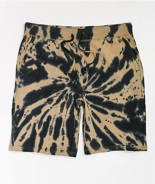 Zine Silas Incense Tan & Black Tie Dye Sweat Shorts | Zumiez