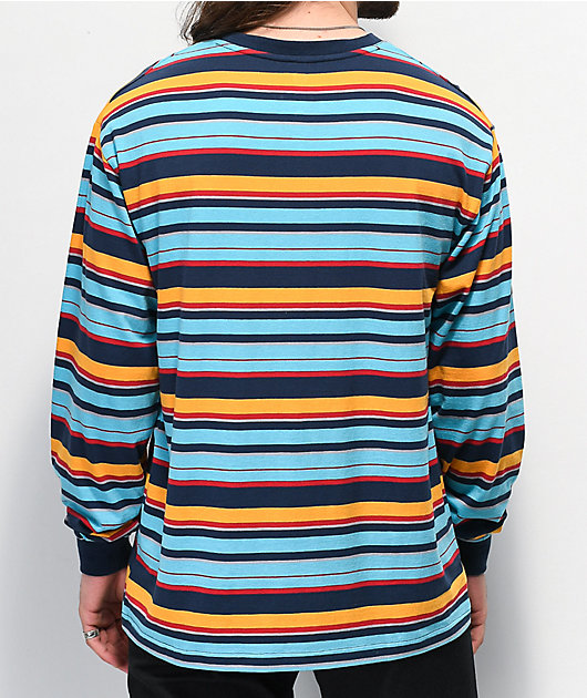 orange and yellow striped long sleeve shirt
