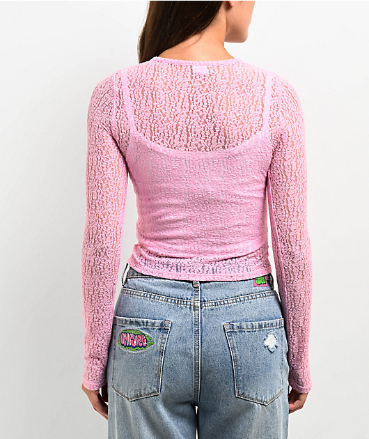 Zine Talia Pink Lace Top | Zumiez