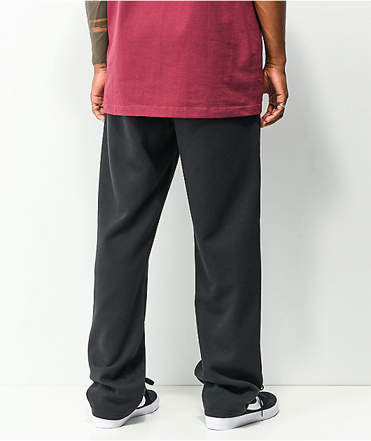 Zine Tarp Double Knit Open Hem Black Sweatpants