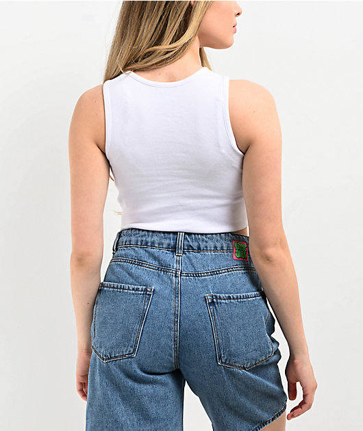 Zine Tawney Ribbed White Crop Tank Top | Zumiez