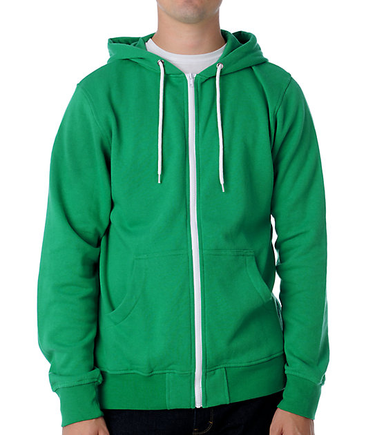 green zip up jacket