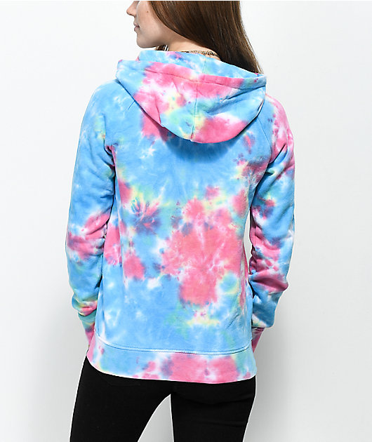 pink and blue tie dye hoodie