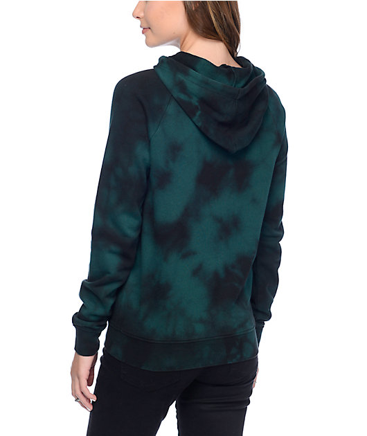 green and black tie dye hoodie