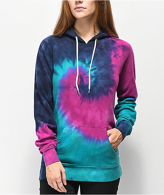 blue and purple tie dye sweatshirt