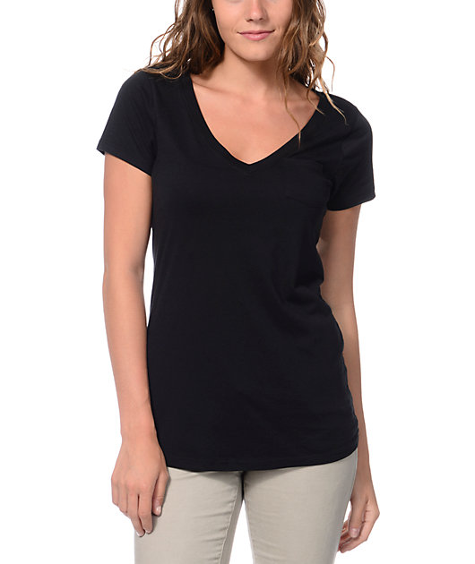 black v neck t shirt with pocket