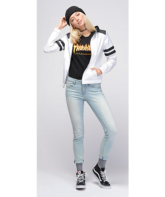 Zine Zion Black & White Stripe Windbreaker Jacket