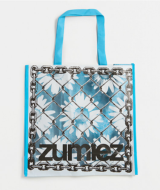 Zumiez Grunge Large White & Blue Tote Bag | Zumiez