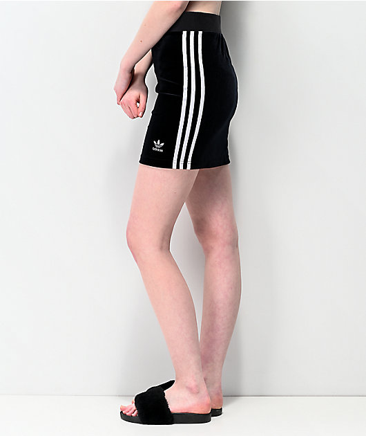 adidas three stripes velour mini skirt