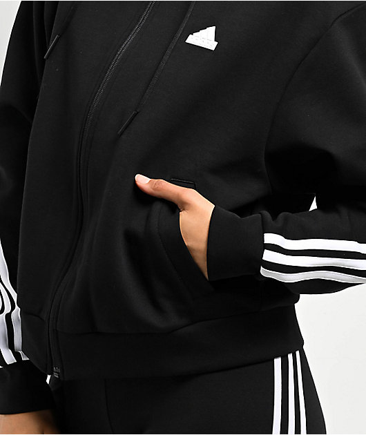 Adidas originals black zip hoodie online