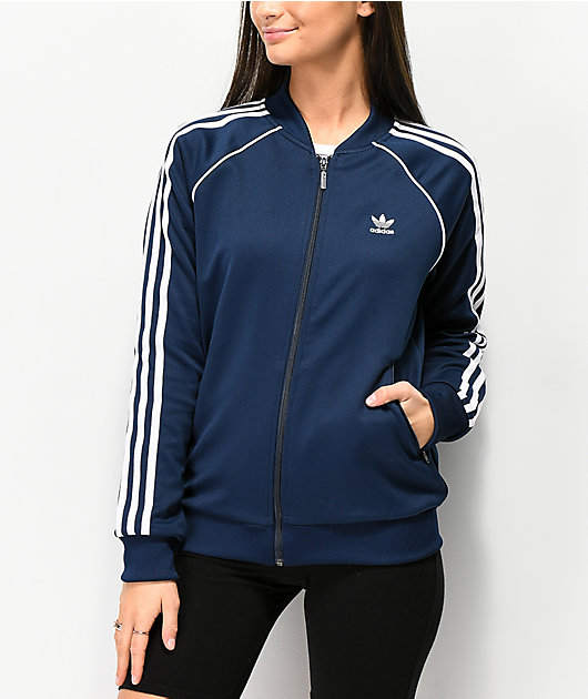 adidas 3 stripes jacket blue