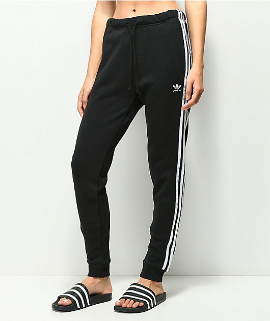 adidas sweatpants black with white stripes