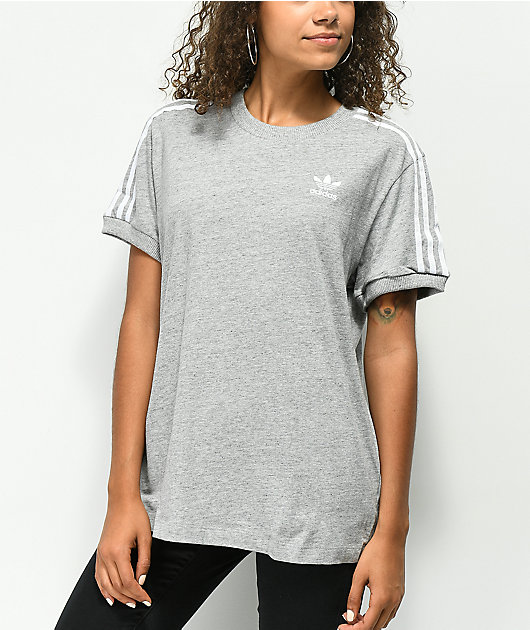 grey adidas 3 stripe shirt